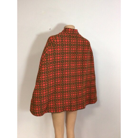 Vintage 70's Celtique Welsh Woollen Jacquard Cape Coat Womens Small - Picture 4 of 10